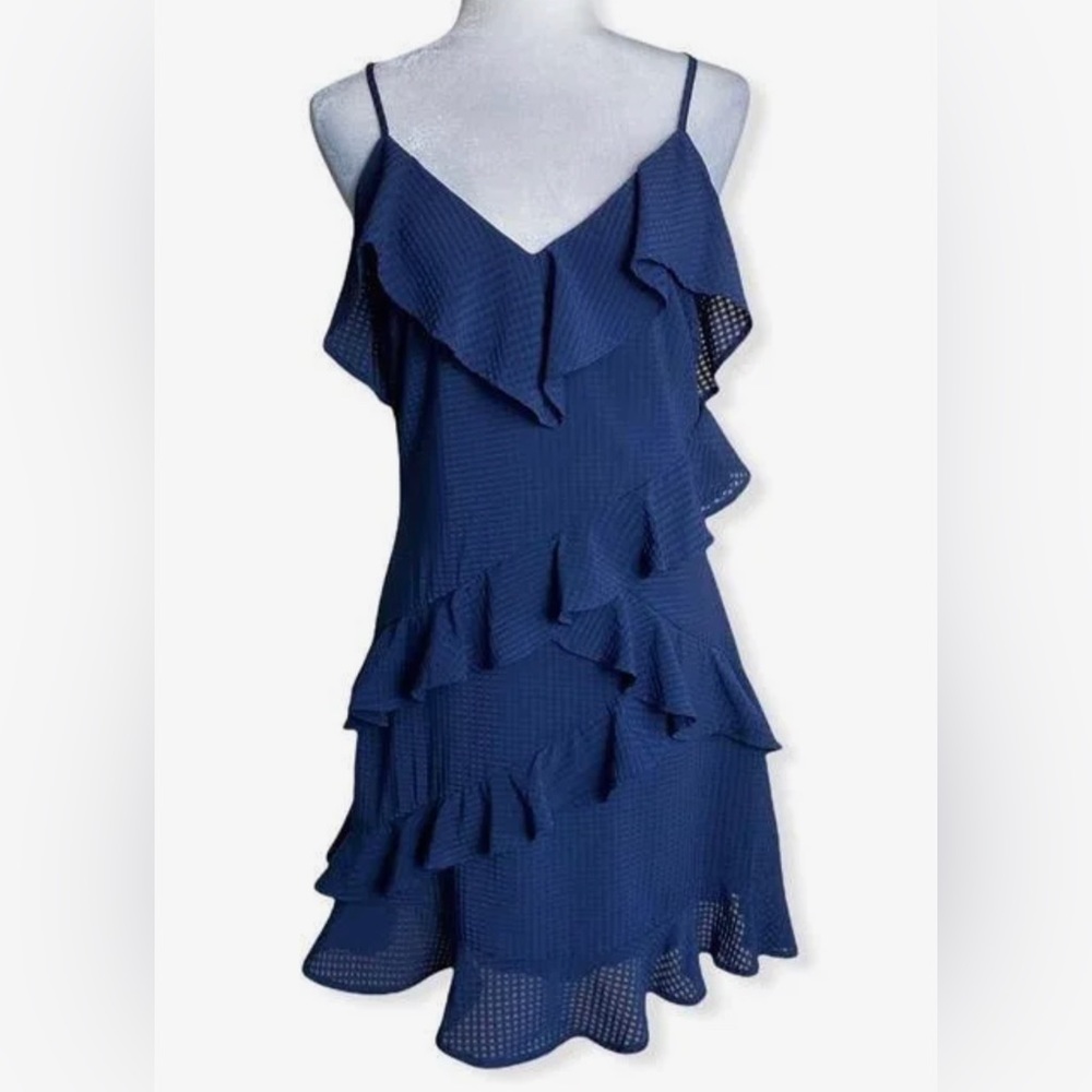 Gianni Bini navy ruffle mini dress